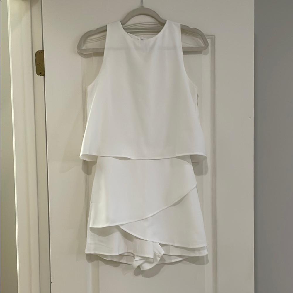 Elegant White Layered Sleeveless Romper